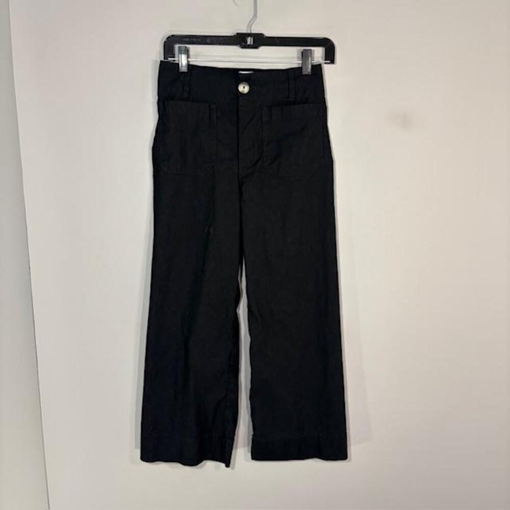 Maeve Anthropologie Pants Womens 26P Black The Colette Crop Wide Leg Stretch